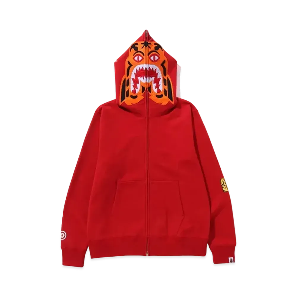A BATHING APE Tiger Full Zip Hoodie "Red"