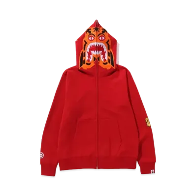 A BATHING APE Tiger Full Zip Hoodie "Red"
