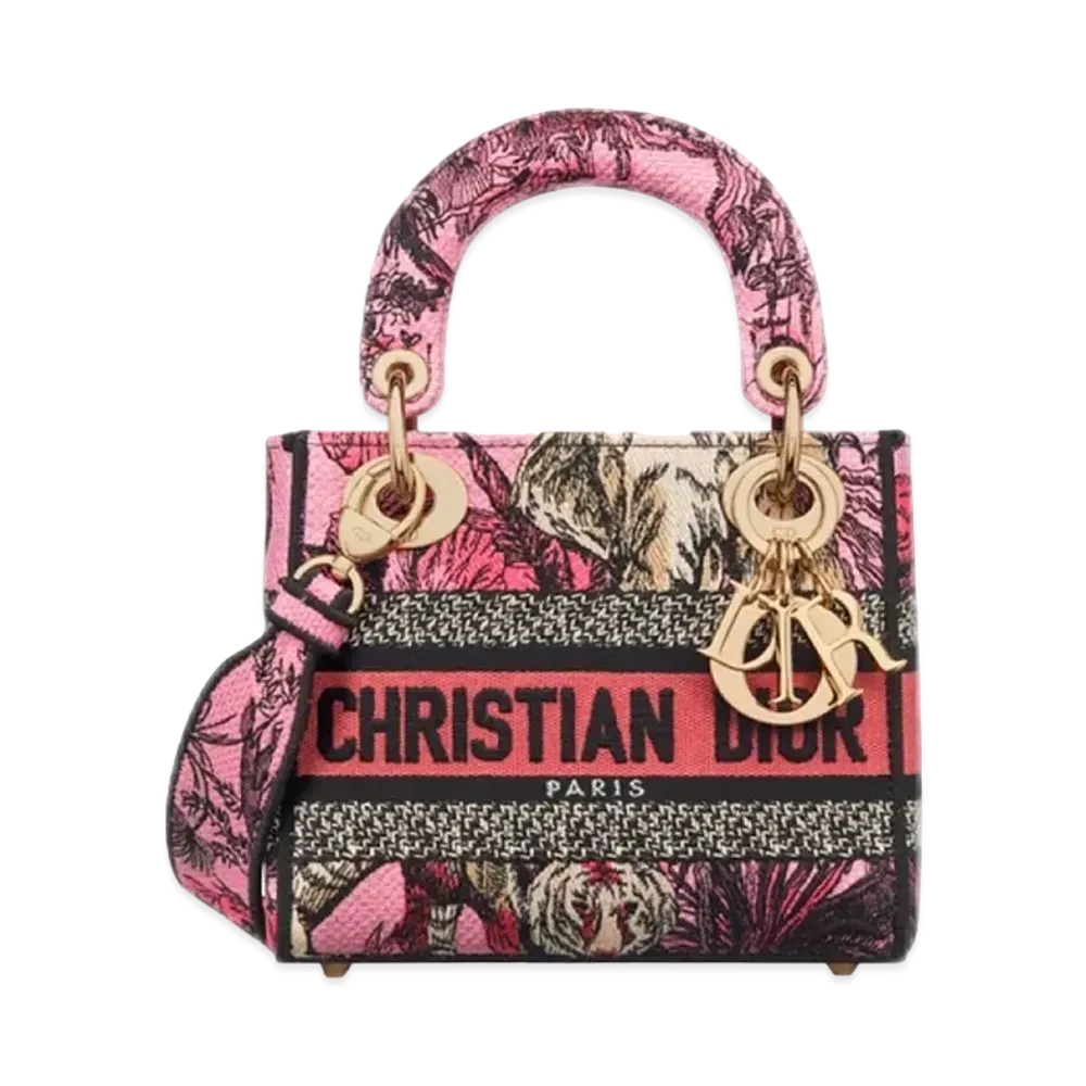 Dior Mini Lady D-Lite Bag Toile De Jouy Voyage Embroidery "Multicolor"