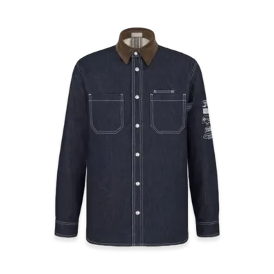 Dior Archives Labels Cotton Twill Overshirt "Navy Blue"