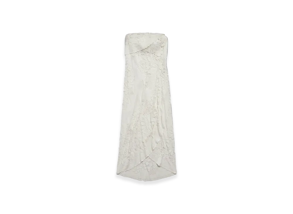 BALENCIAGA Women's Upcycled Tablecloth Dress "Off White"
