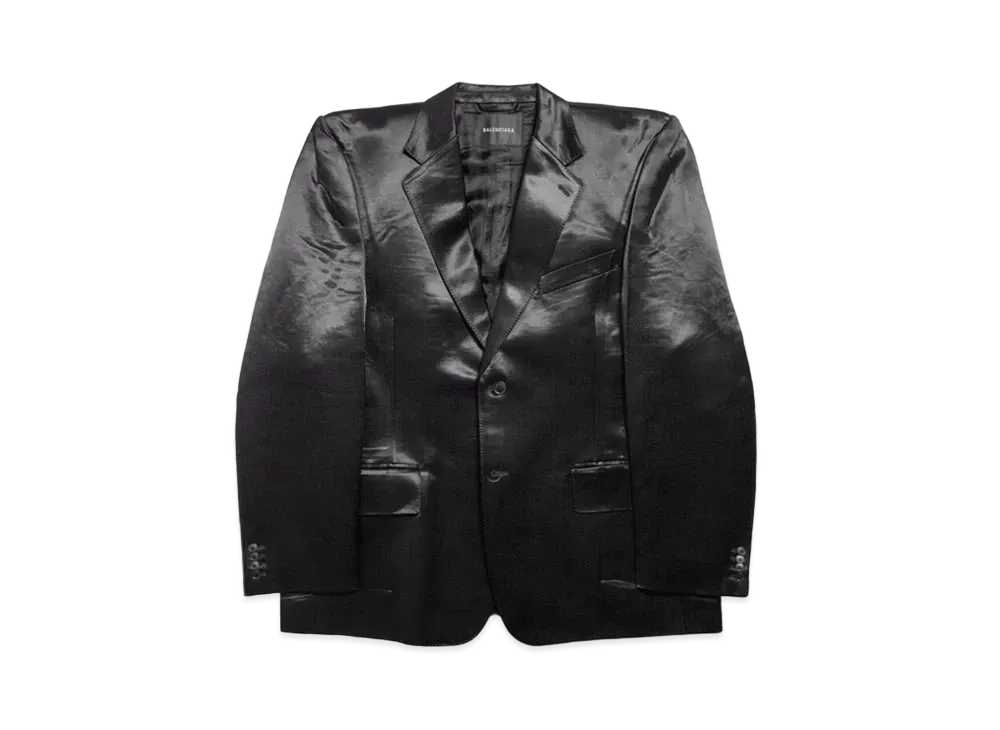 BALENCIAGA Men's Boxy Jacket Cotton Mirror Satin "Black"