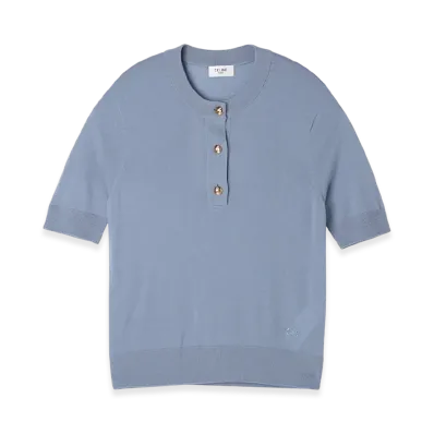 CELINE Crew Neck Short-Sleeve Knit "Babyblue"