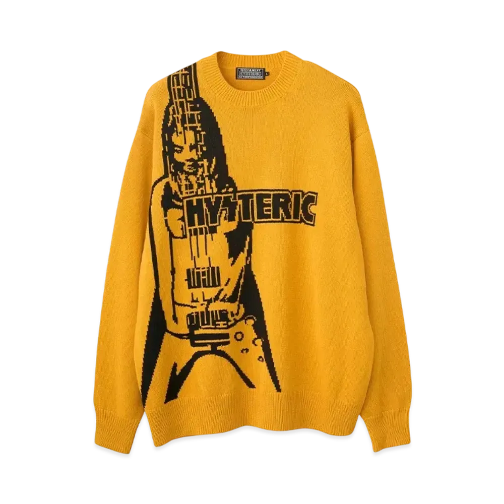 HYSTERIC GLAMOUR Flying V-Knit Sweater "Yellow"