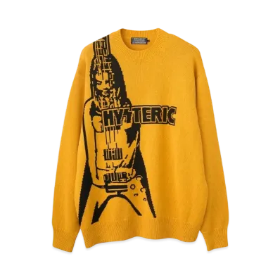 HYSTERIC GLAMOUR Flying V-Knit Sweater "Yellow"