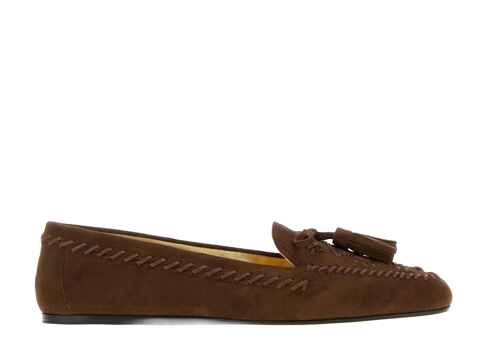 PRADA Women's Suede Loafers "Brown"