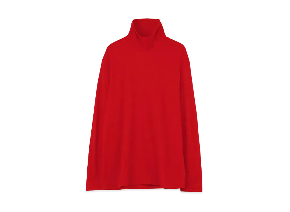 Yohji Yamamoto Pour Homme WOOL AIR PLAIN STITCH REGULAR TURTLE LONG SLEEVES "Red"