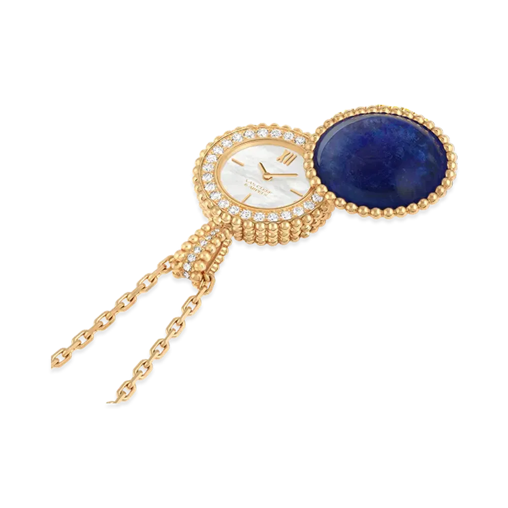 Van Cleef & Arpels Perlee secret pendant watch "18K Yellow gold/Sodalite/Diamond/Mother-of-pearl"