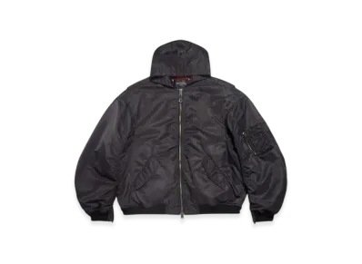 BALENCIAGA Tape Type Light Hooded Bomber "Black"