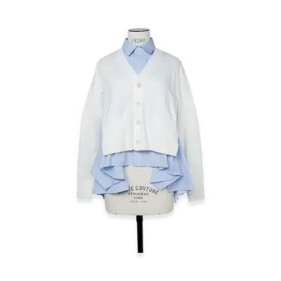 sacai Cotton Poplin x Knit Cardigan "Off White/"