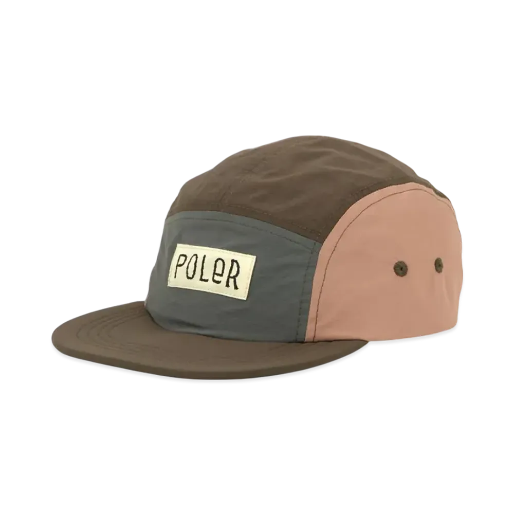 POLeR Nylon 5-Panel Canvas Cap "CoralBrown"
