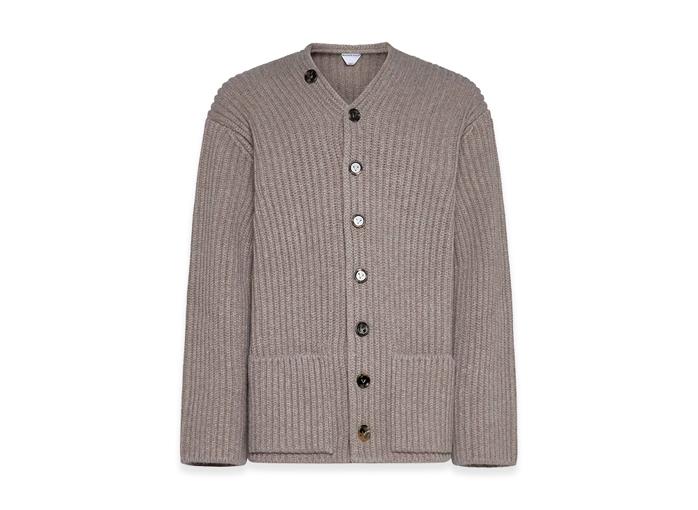 Bottega Veneta Cappuccino Wool Blend Cardigan "Beige/Tan"