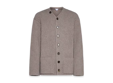 Bottega Veneta Cappuccino Wool Blend Cardigan "Beige/Tan"