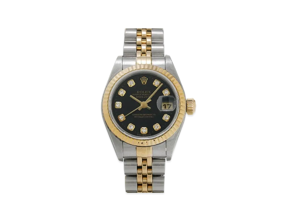 ROLEX Lady-Datejust 10P Diamonds "Black/Stainless Steel/Yellow Gold"
