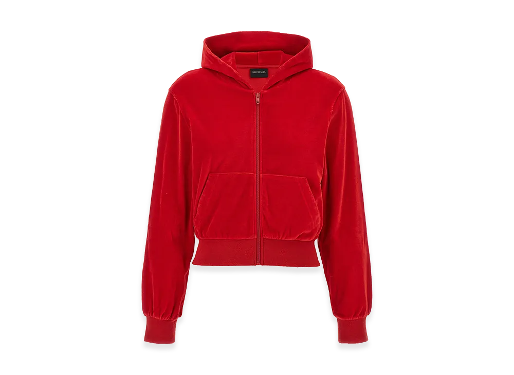 BALENCIAGA Women's Rhinestone Logo Hoodie "Red"