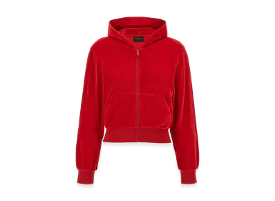BALENCIAGA Women's Rhinestone Logo Hoodie "Red"