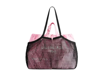 BALENCIAGA 24/7 Large Tote Bag Recycled Nylon and Fishnet Aged-Silver Hardware "Pink/Black"