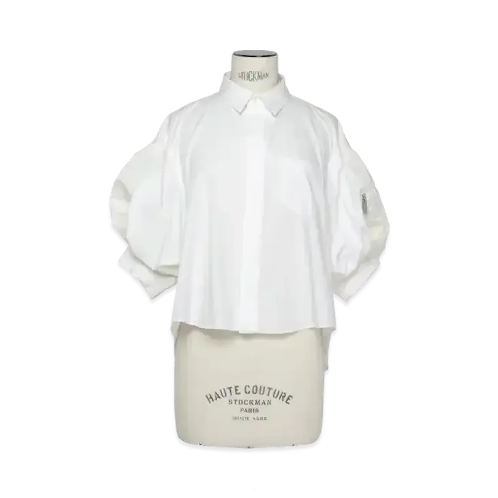 sacai Cotton Poplin x Nylon Twill Shirt "Off White"