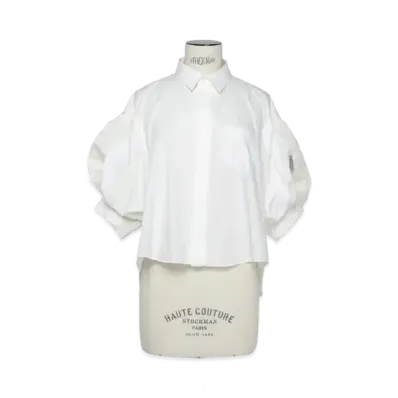 sacai Cotton Poplin x Nylon Twill Shirt "Off White"