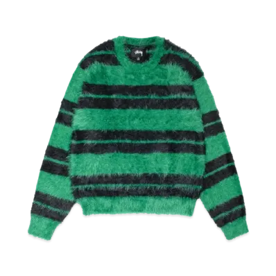 Stussy Hairy Stripe Crew Sweater "Black/Green"