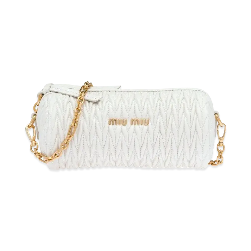 MIU MIU Matelasse Nappa Leather Shoulder Bag "White"