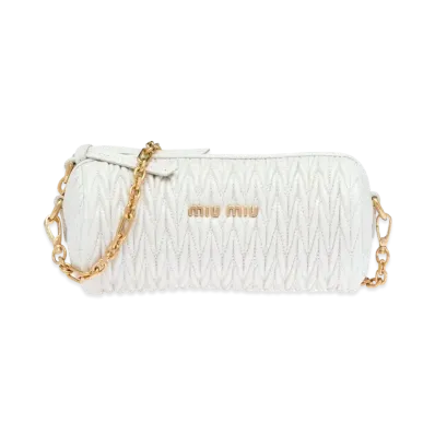 MIU MIU Matelasse Nappa Leather Shoulder Bag "White"