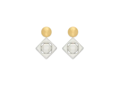 Saint Laurent Geometric Earrings in Metal "Palladium Gold"