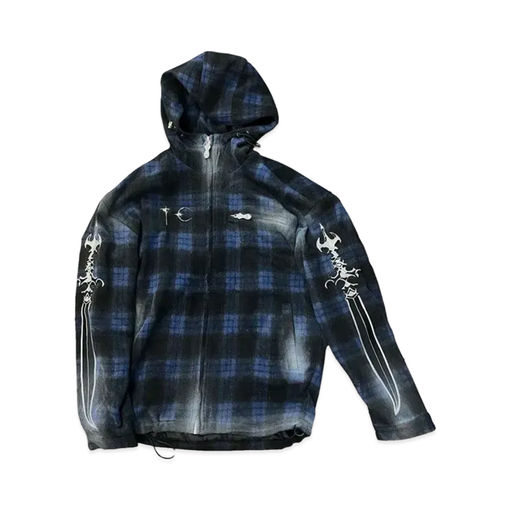 THUG CLUB Arab Sword Flannel Zip-up "Blue"