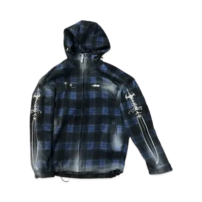 THUG CLUB Arab Sword Flannel Zip-up "Blue"