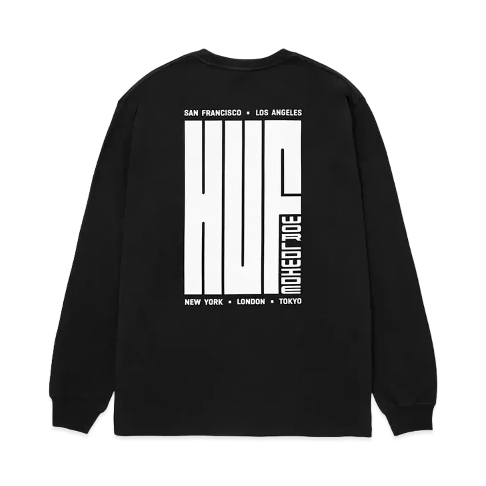 HUF Fall 24 Big Block Long Sleeve Tee "Black"