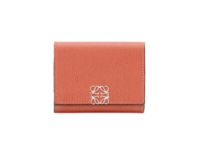 LOEWE Anagram Square Coin Cardholder In Pebble Grain Calfskin "Pink Tulip"