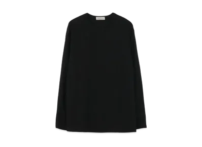 Yohji Yamamoto Pour Homme WOOL AIR PLAIN STITCH REGULAR ROUND NECK LONG SLEEVES "Black"