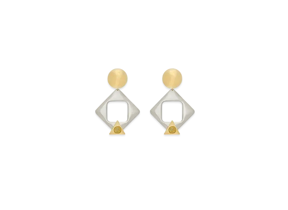 Saint Laurent Geometric Earrings in Resin and Metal "Yellow/Palladium/Gold"