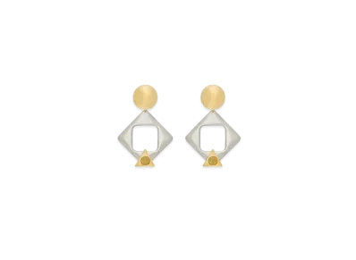 Saint Laurent Geometric Earrings in Resin and Metal "Yellow/Palladium/Gold"