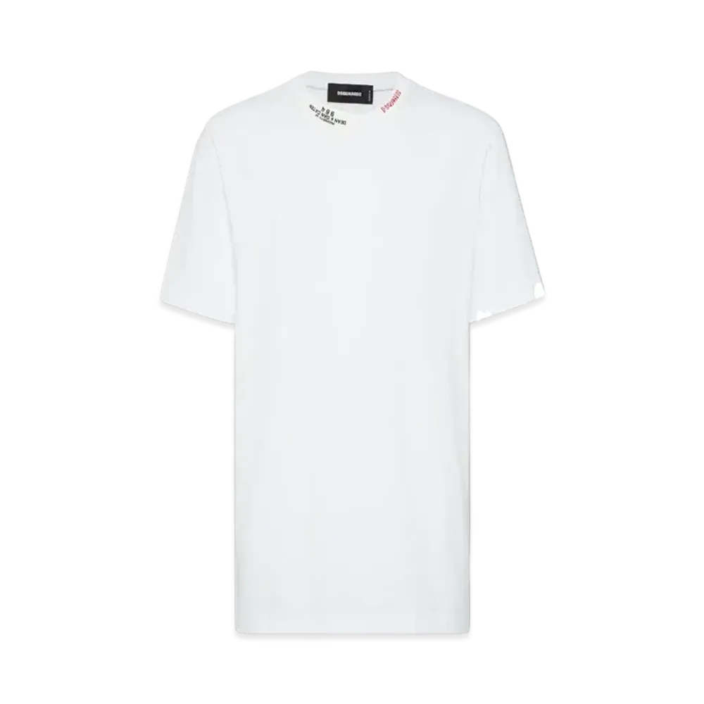 DSQUARED2 Regular Fit Embroidered Neck T-Shirt "Whitei"