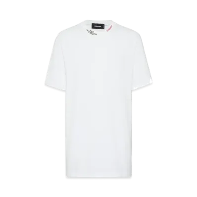 DSQUARED2 Regular Fit Embroidered Neck T-Shirt "Whitei"