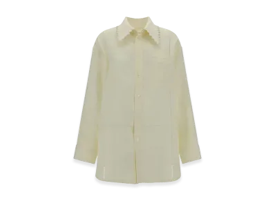 Bottega Veneta Women's Cream Linen Shirt "Yellow"