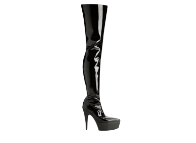 BALENCIAGA Women's Sunset 150mm Over The Knee Boot Glossy Patent Calfskin "Black"
