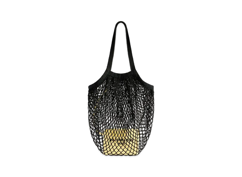 BALENCIAGA 24/7 Medium Bag in Nylon Fishnet and Webbing "Black/Yellow"