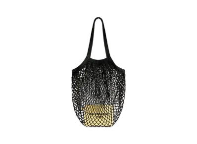 BALENCIAGA 24/7 Medium Bag in Nylon Fishnet and Webbing "Black/Yellow"