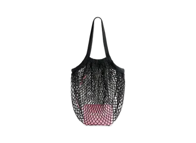 BALENCIAGA 24/7 Medium Bag in Nylon Fishnet and Webbing "Black/Pink"
