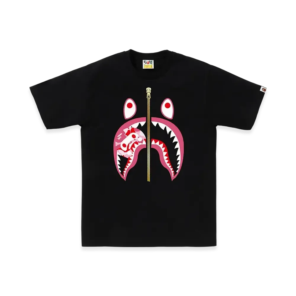 A BATHING APE ABC Camo Milo Shark Tee "Black/Pink"
