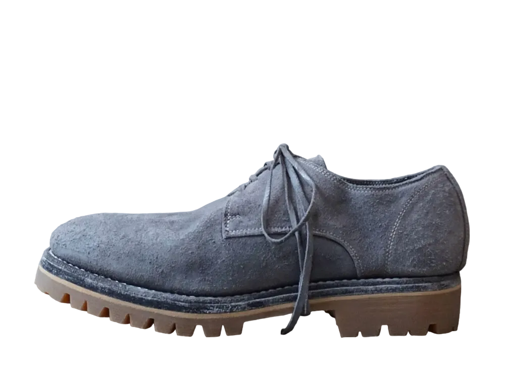 GUIDI Classic Derby Horse Full Grain Leather "Grey" 792VX Rubber Sole