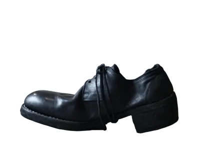 GUIDI Women's Classic Derby Horse Full Grain Leather "Black" 792Z Double Leather Sole