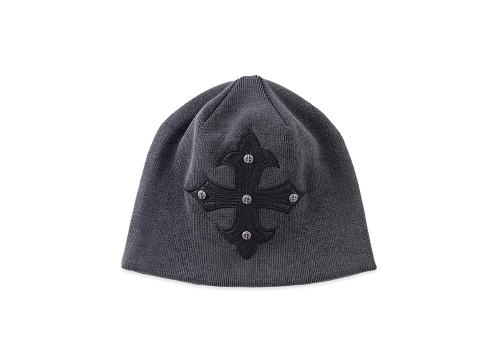 SUPPLIER Studs Cross Leather Patch Beanie "Black"