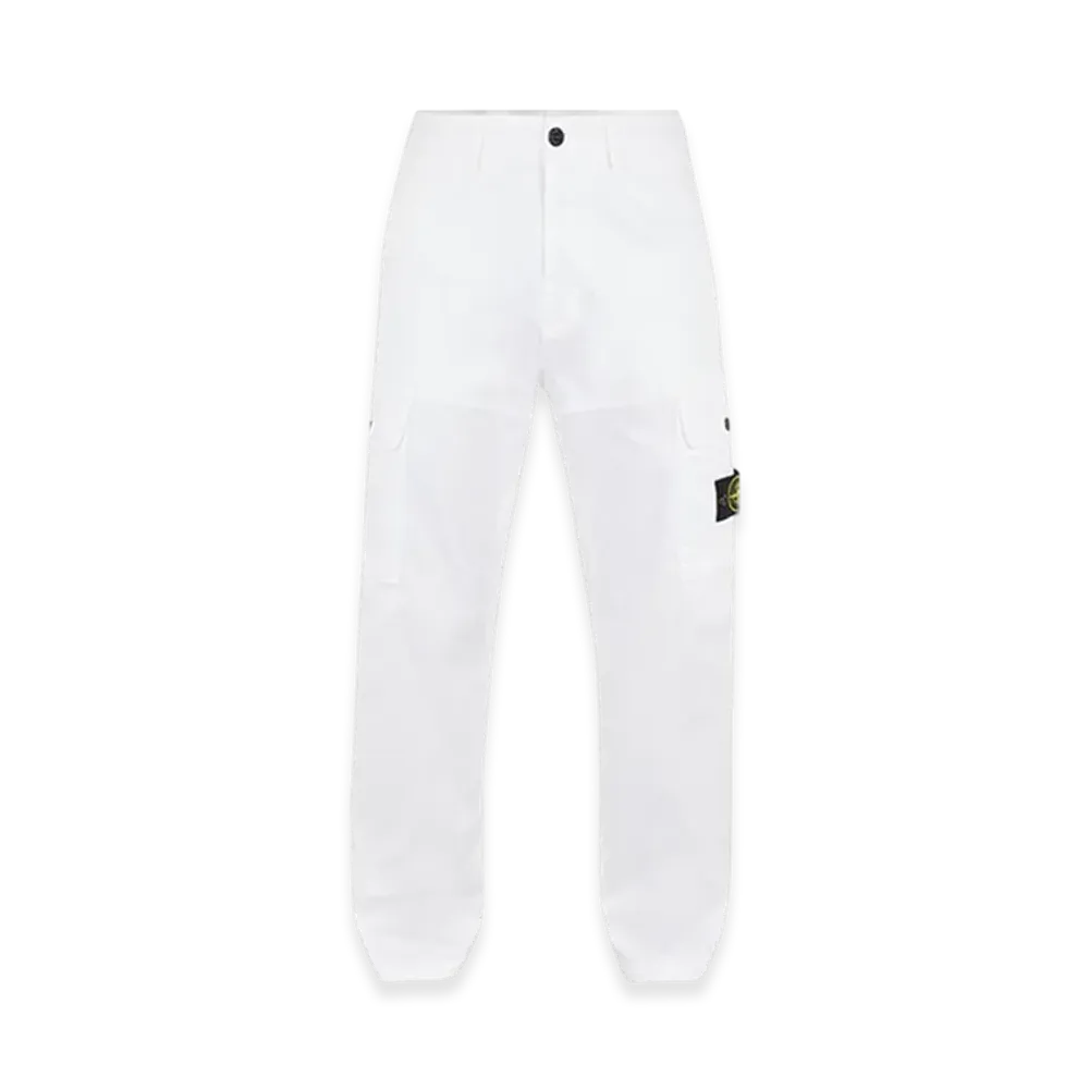 Stone Island 319F1 Weatherproof Cotton Canvas Ghost Piece Regular Fit Cargo Pants - 24SS "White"