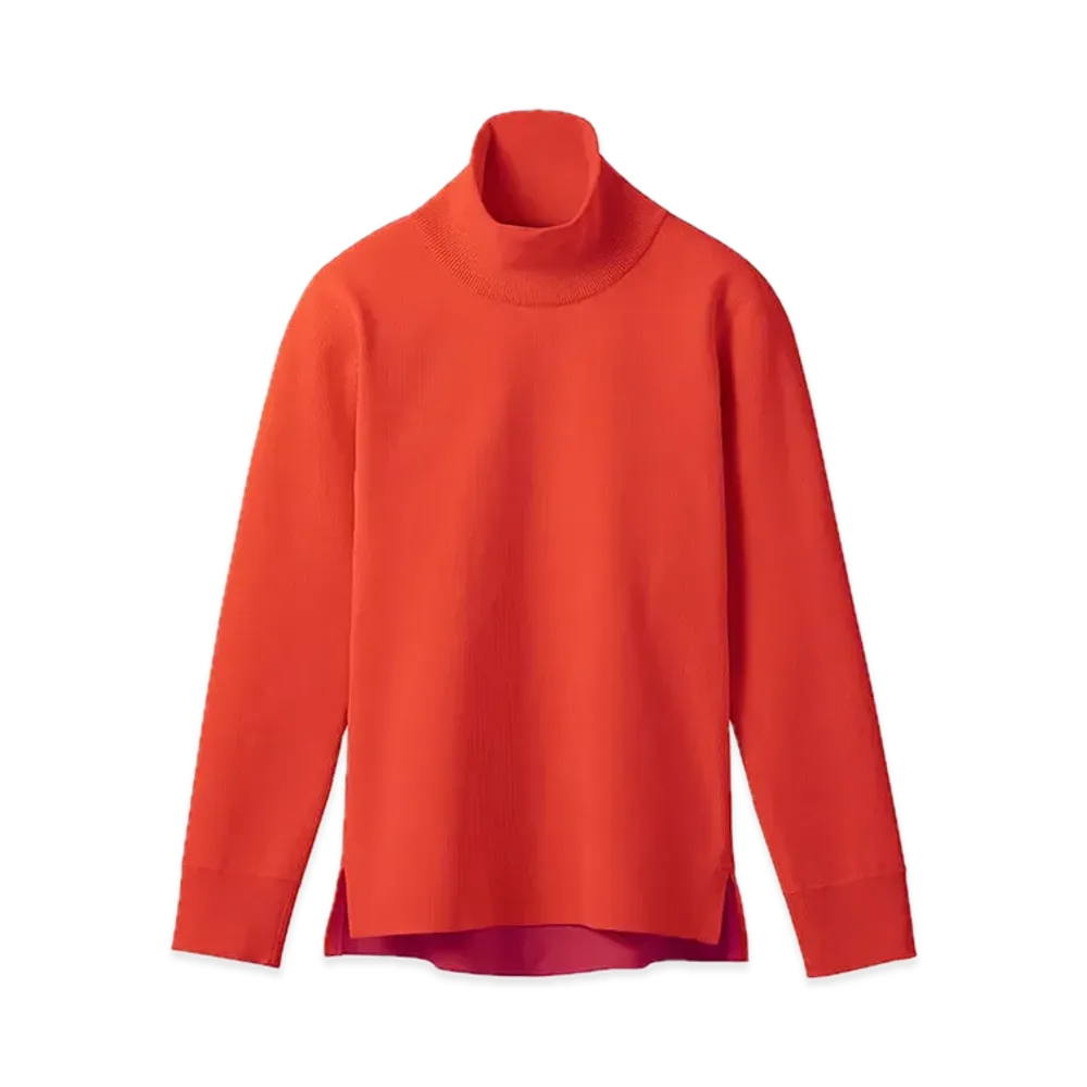DESCENTE ALLTERRAIN Fusion Knit High Neck T-Shirt "Flame Red"