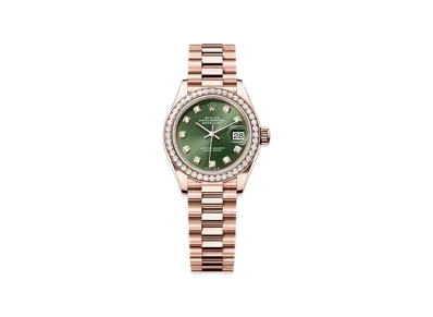ROLEX Lady-Datejust 28mm Everose Gold Diamond 279135RBR "Olive Green"