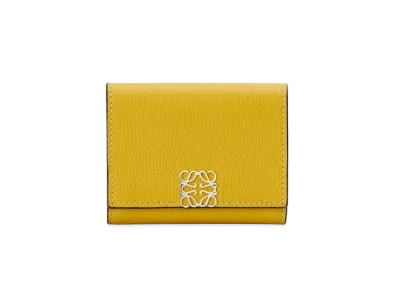 LOEWE Anagram Square Coin Cardholder In Pebble Grain Calfskin "Ochre"