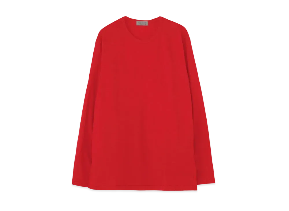 Yohji Yamamoto Pour Homme WOOL AIR PLAIN STITCH REGULAR ROUND NECK LONG SLEEVES "Red"